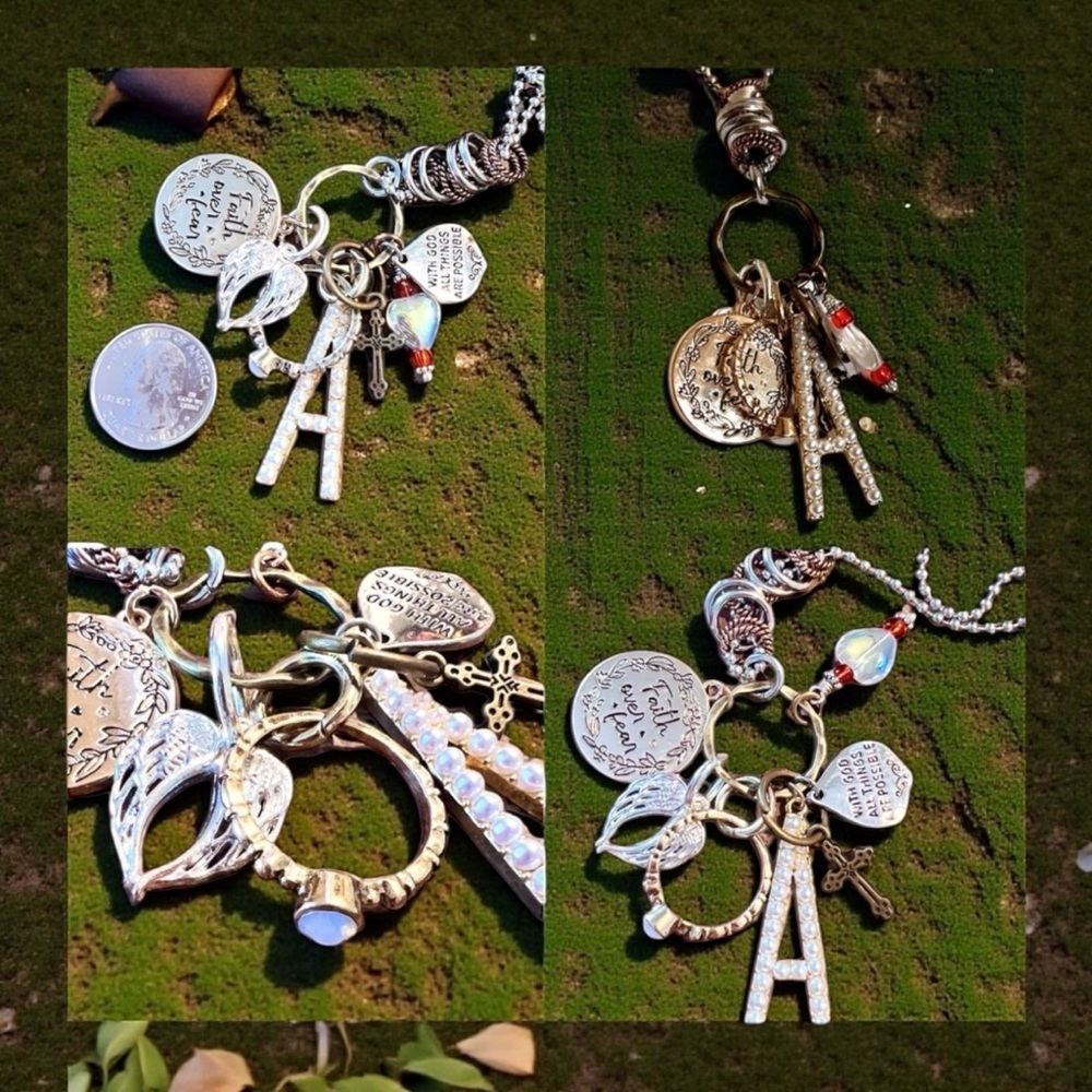 Spiritual and faith. Angel charms assemblage necklace. - Picture 16 of 17